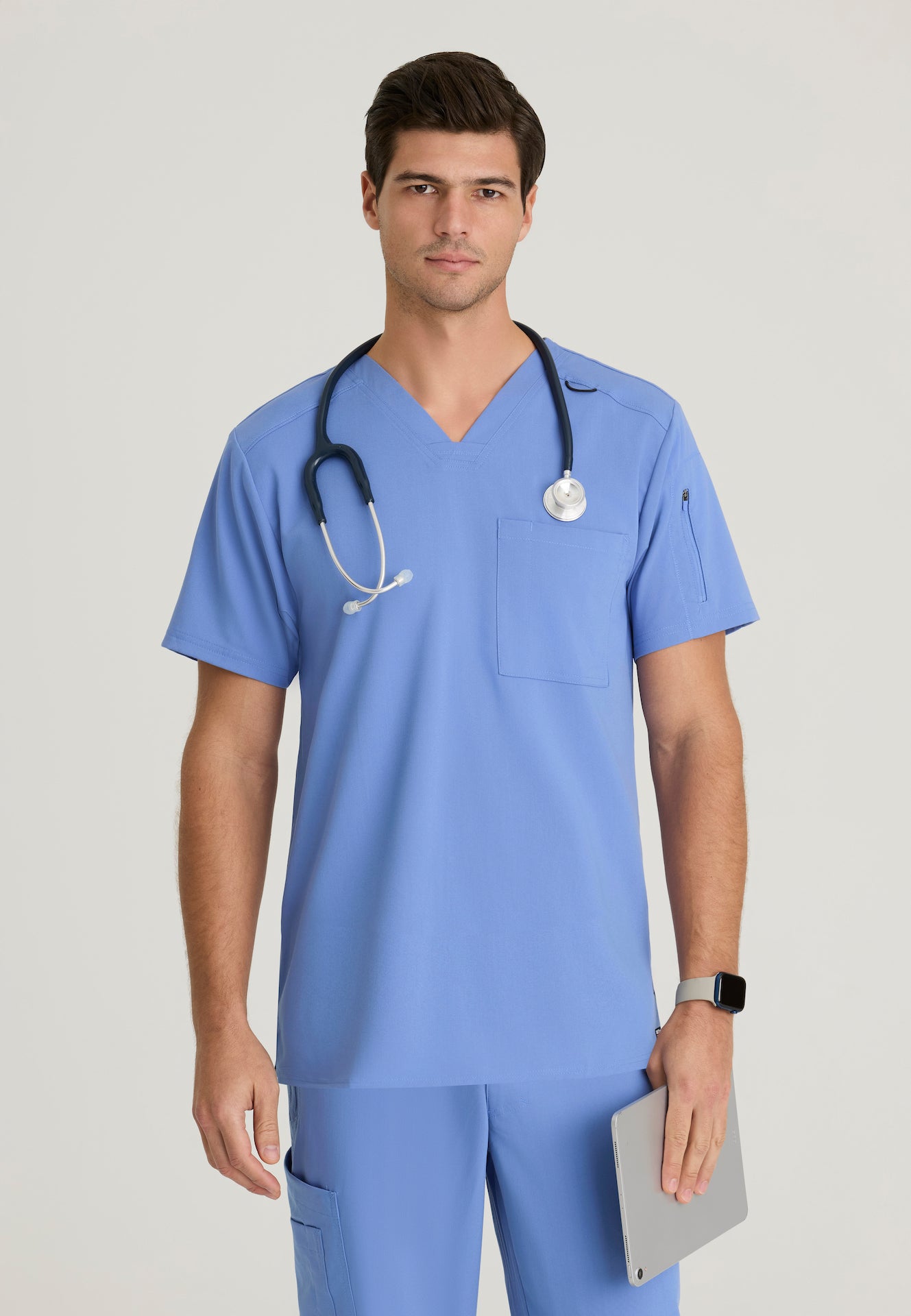 GRST079 - Men's Chest Pocket V-Neck Scrub Top